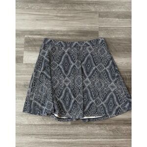 H&M Navy Blue Printed Stretch Skirt M Elastic Waist A13